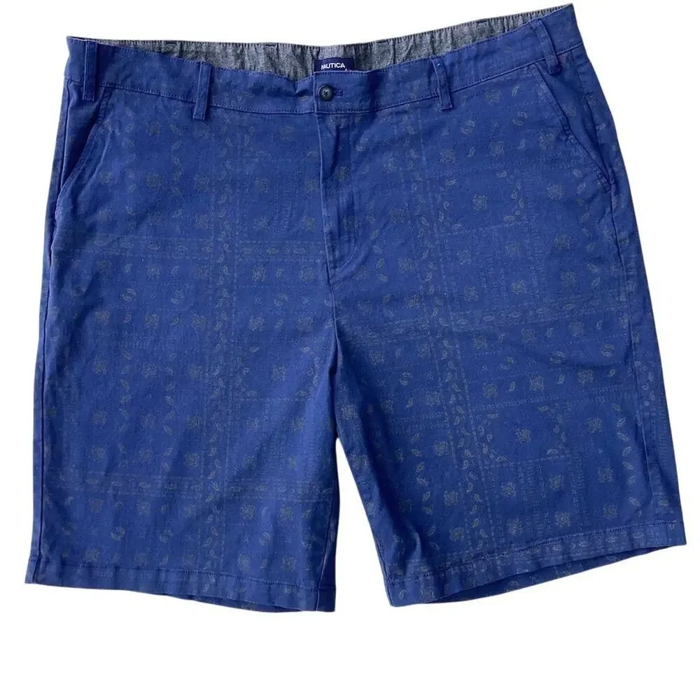 Nautica Men's Blue Paisley Bermuda Shorts‎ Size 46 W